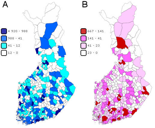 A) Energirelaterade v�xthusgasutsl�pp och v�xthusgasutsl�pp fr�n industriprocesser efter kommun �r 2010 (1000 t CO2- ekv), B) V�xthusgasutsl�pp fr�n trafiken efter kommun �r 2010 (1000 t CO2-ekv.) 
