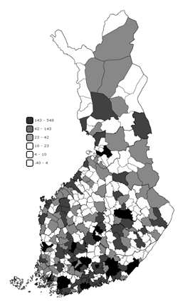 Liikenteen kasvihuonekaasup��st�t Suomessa kunnittain vuonna 2013 (1000 t CO2-ekv.)