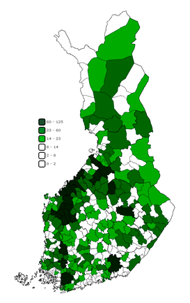  Maatalouden kasvihuonekaasup��st�t Suomessa kunnittain vuonna 2013 (1000 t CO2-ekv.) 