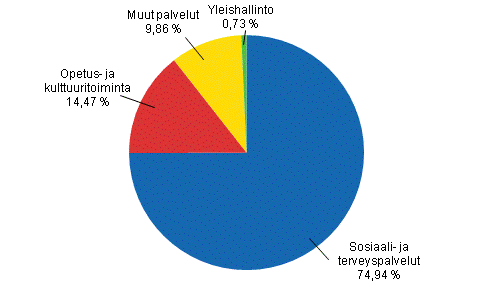 Kuvio 2. Kuntayhtymien k�ytt�kustannusten jakautuminen eri toiminnoille