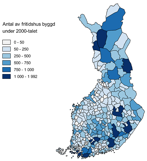 Antal av fritidshus som har byggts i 2000&ndash;talet