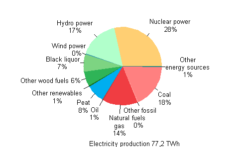 Appendix figure 1. Electricity production by energy sources 2010
