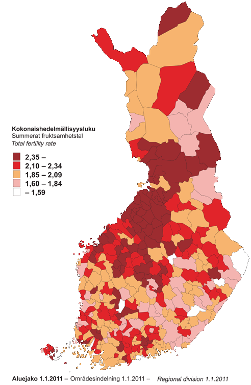 Appendix figure 3. Total fertility rate by municipality 2006&ndash;2010
