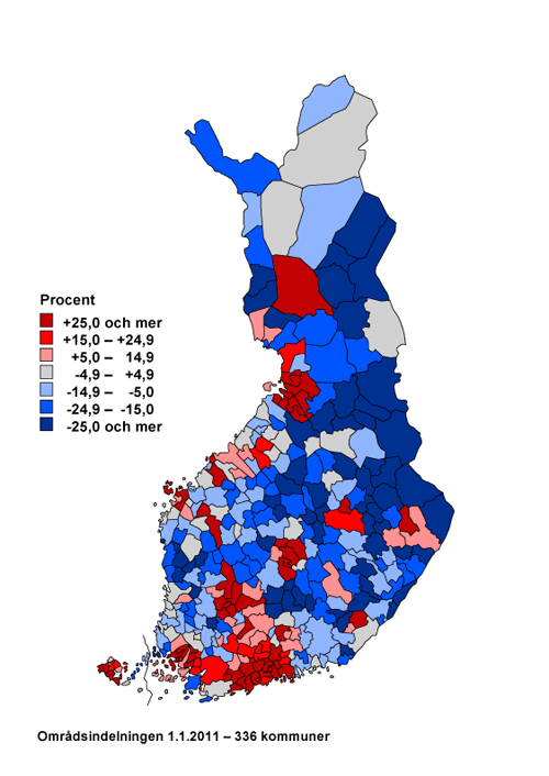 Figurbilaga 5. F�r�ndringen av folkm�ngden kommunvis 1980&ndash;2010, procent 
