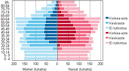 Liitekuvio 4. V�est� koulutusasteen ja i�n mukaan 2009