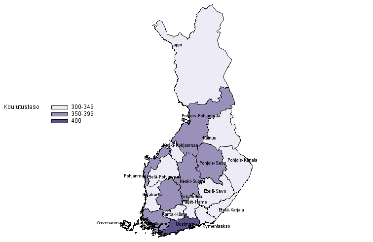 V�est� koulutuspituuteen perustuvan koulutustasomittaimen mukaan 2019